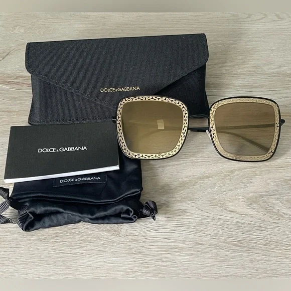 Dolce & Gabbana black/gold filagree sunglasses DOLCE & GABBANA Metal Filigree DG 4212 Square Sunglasses  main image 4